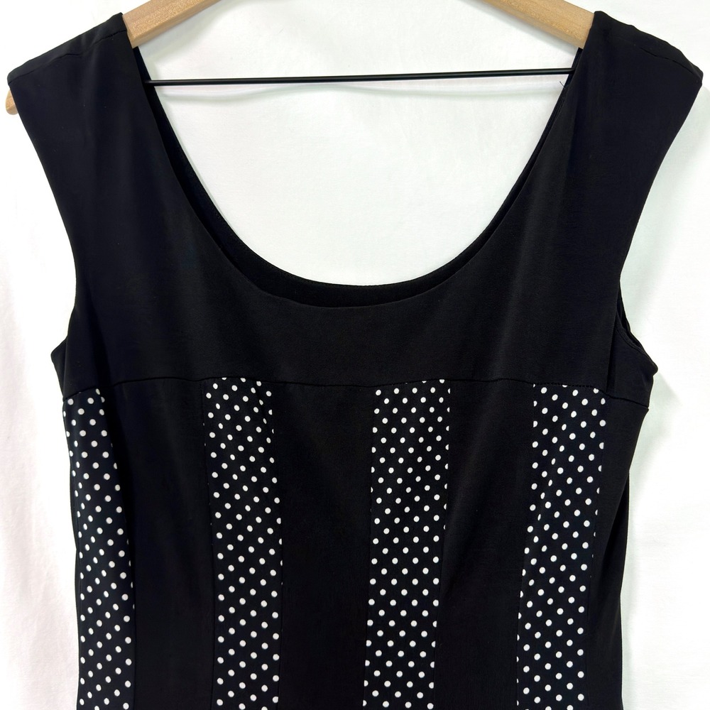 CONNECTED APPAREL Y2K 2000s Black White Polka Dot Mini Dress Size 6 Indie Sleaze - Picture 2 of 6